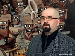 Вася Ложкин на выставке картин в ЦДХ в январе 2015 года