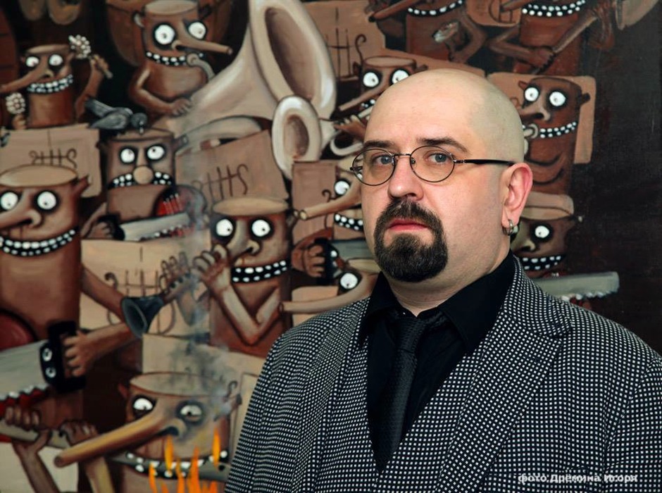 Вася Ложкин на выставке картин в ЦДХ в январе 2015 года